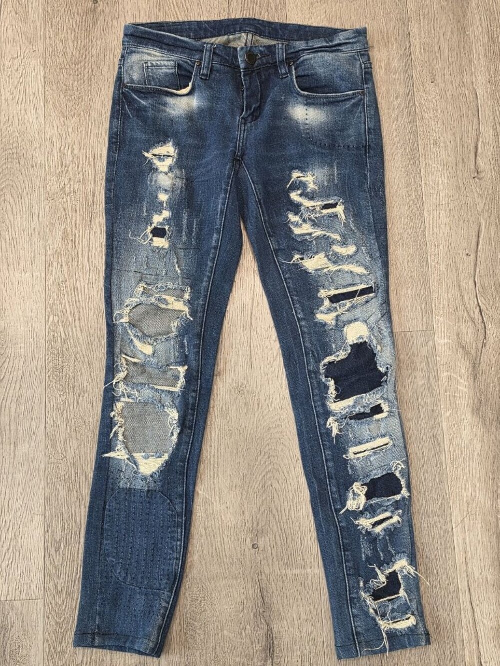 Blanknyc Distressed Skinny Jeans Womens Size 27 Dark Wash Ripped Denim Stretch